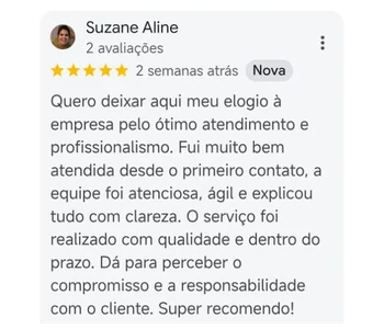 Avaliação 5 estrelas no Google sobre aluguel de gerador na GeraMais — depoimento 5